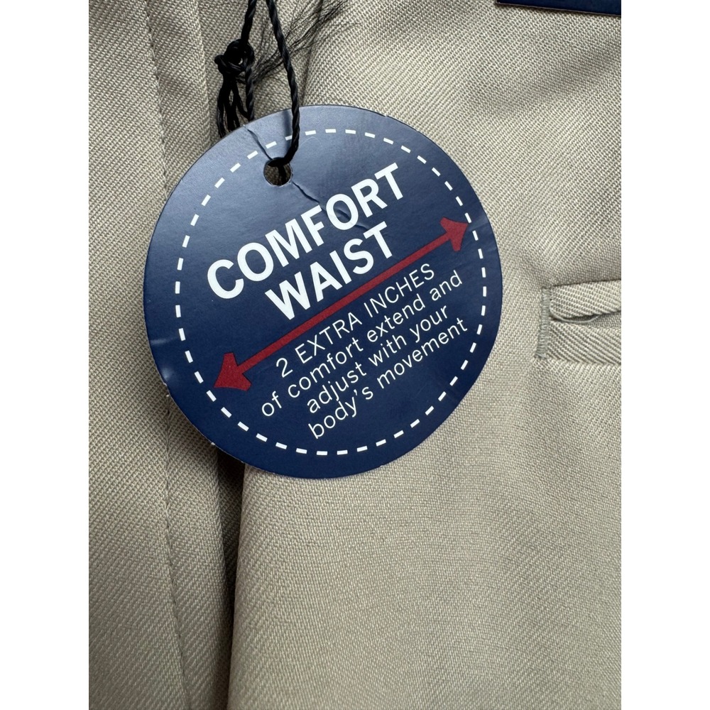 Saddlebred Mens Comfort Waist Straight Fit Dress Pants Parchment Beige 34x30 NEW - Picture 4 of 16